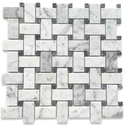 Stone Center Carrara White Marble 1x2 Mosaic Tile